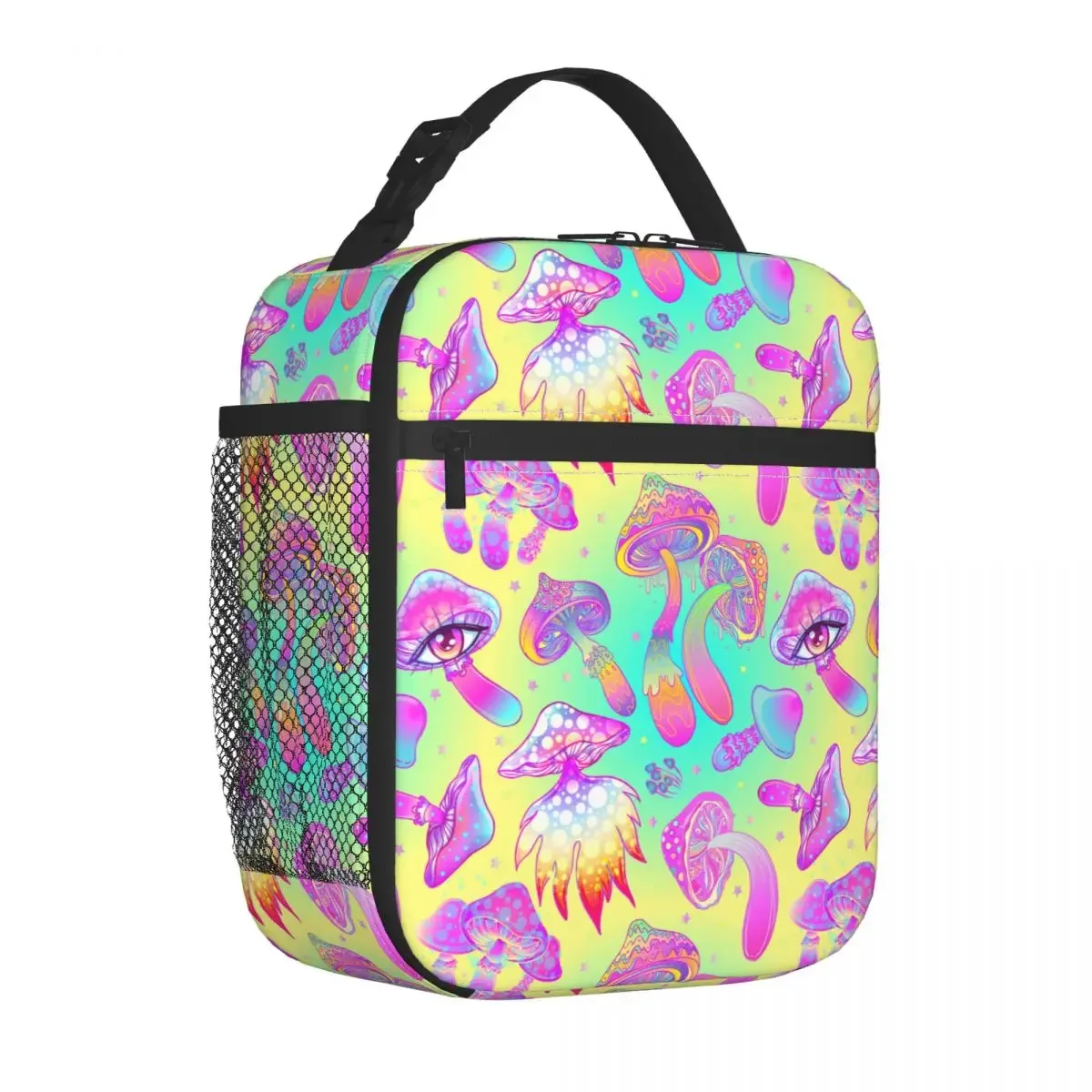 

Hippie Colorful Magic Mushrooms Insulated Lunch Tote Bag Tie Die Mushroom Trippy Food Box Thermal Cooler Bento Box School