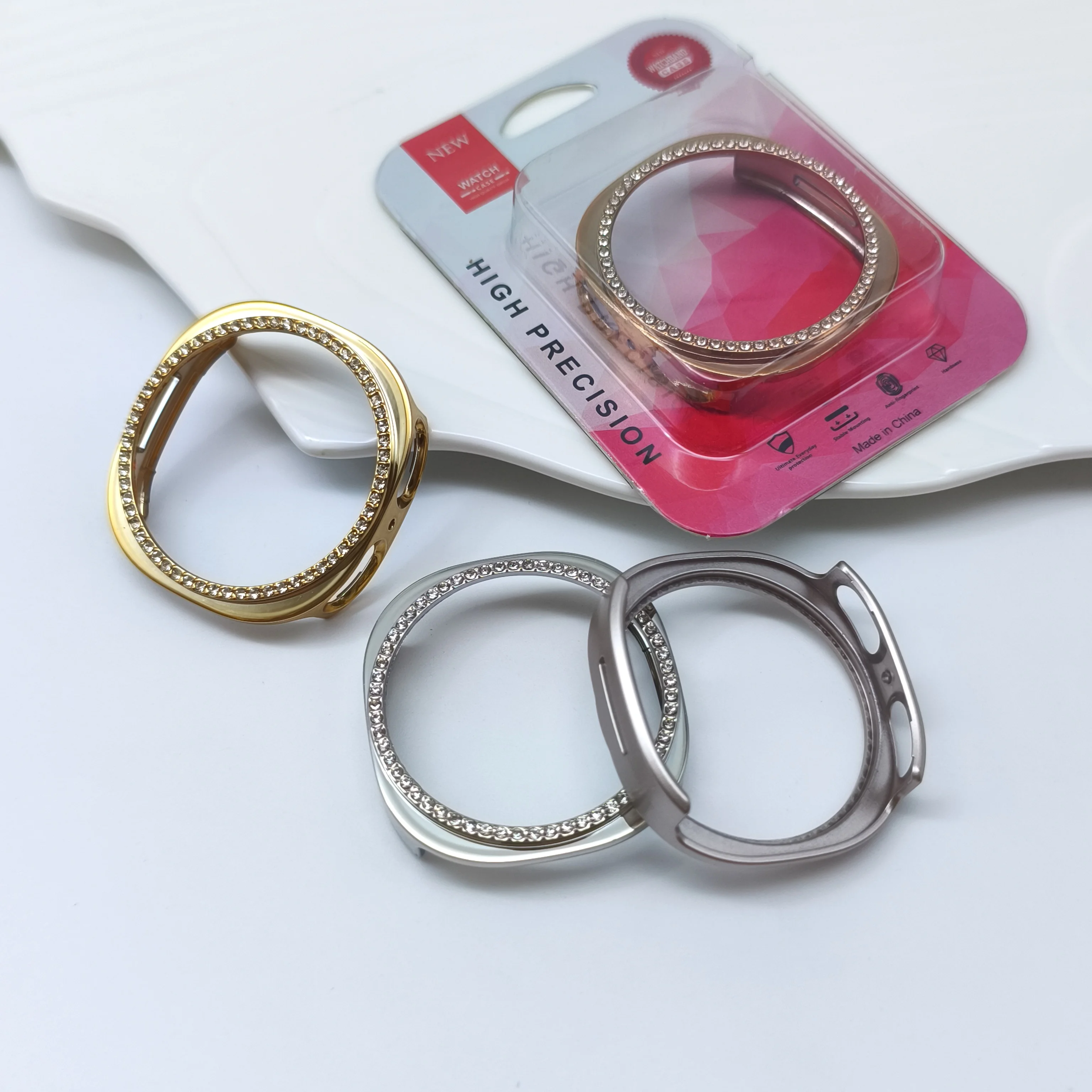 2025 Shining Single Row Diamond Case für Samsung Galaxy Wacth8 40 mm 44 mm Schutzhülle PC Hollow Case 1:1 Echte Maschinenform – Detail 10