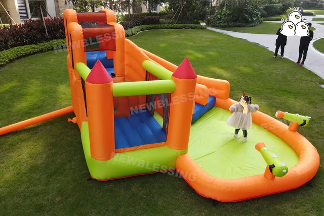 Inflatable Water Slide Backyard Double Slide with Jumping Bouncer Water Slide for Kids Children's Day 5