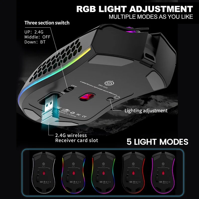 best pc mouse BM600 2.4G Wireless Mouse Lightweight Honeycomb Design Wireless Gaming Mouse RGB Backlight best office mouse