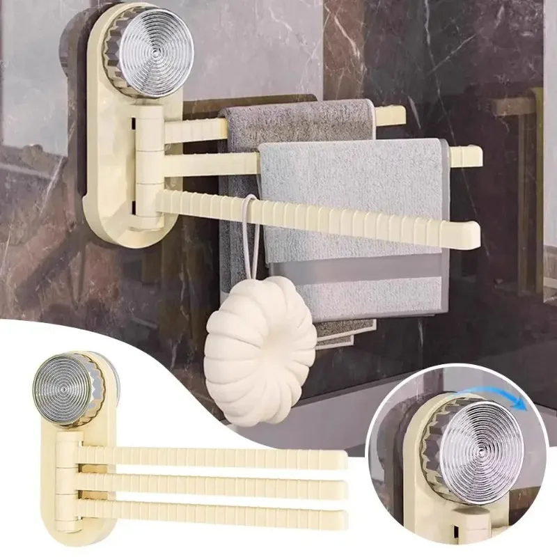 Towel Rack 3 Arm Space Saving Swivel Hanger No Drilling Strong Suction Cup for Shower Bathroom Bedroom Balcony Home