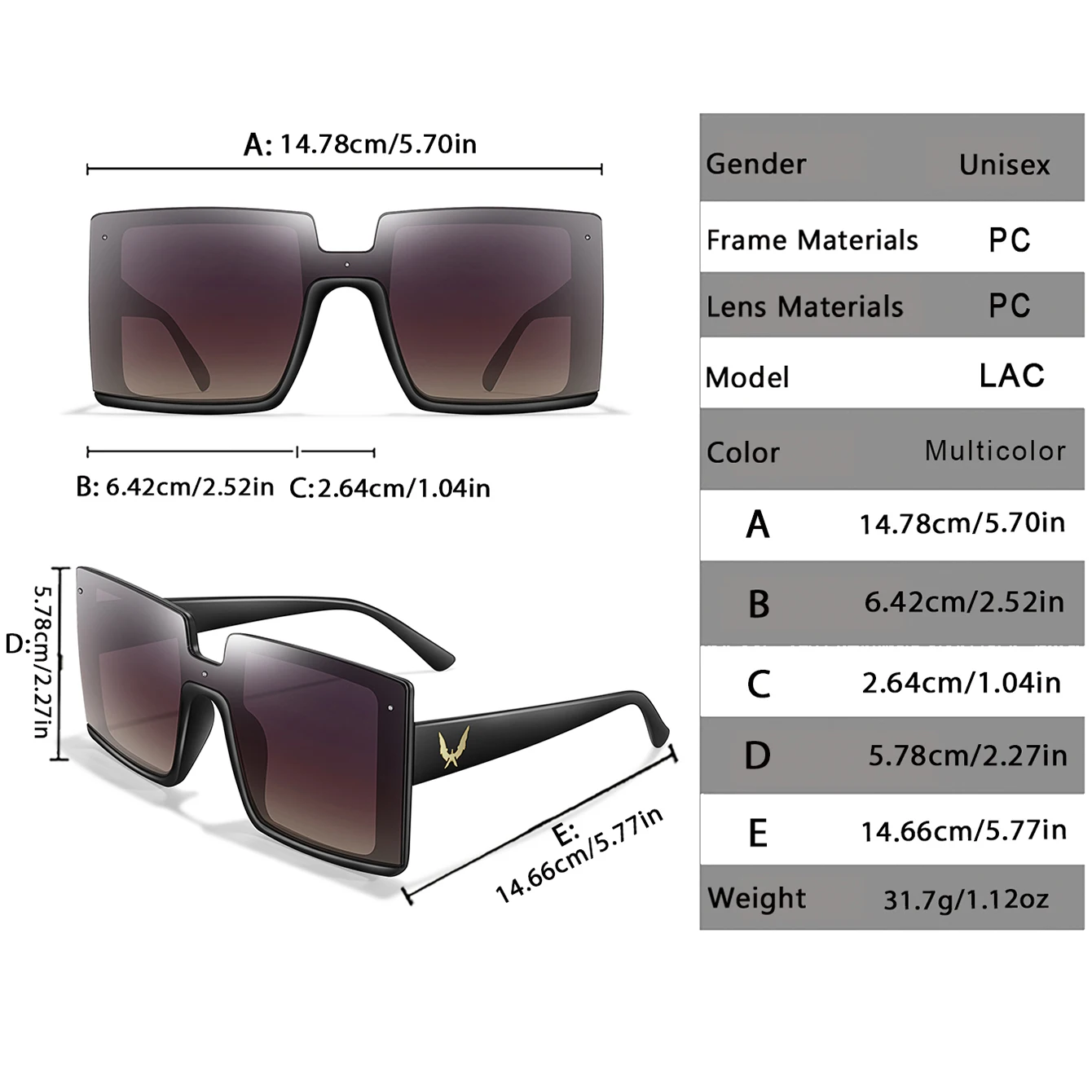 Fashion Vacation Glasses Women Men Casual Square Large Trendy Shades