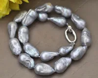 MTC·STAR  Z13240 Set Gray Baroque Keshi Reborn Pearl Necklace Bracelet Earring Custom Jewelry 1