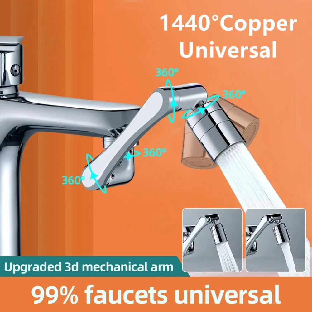 New Metal Copper 1440° Rotate Universal Faucet Aerator Extender Splash