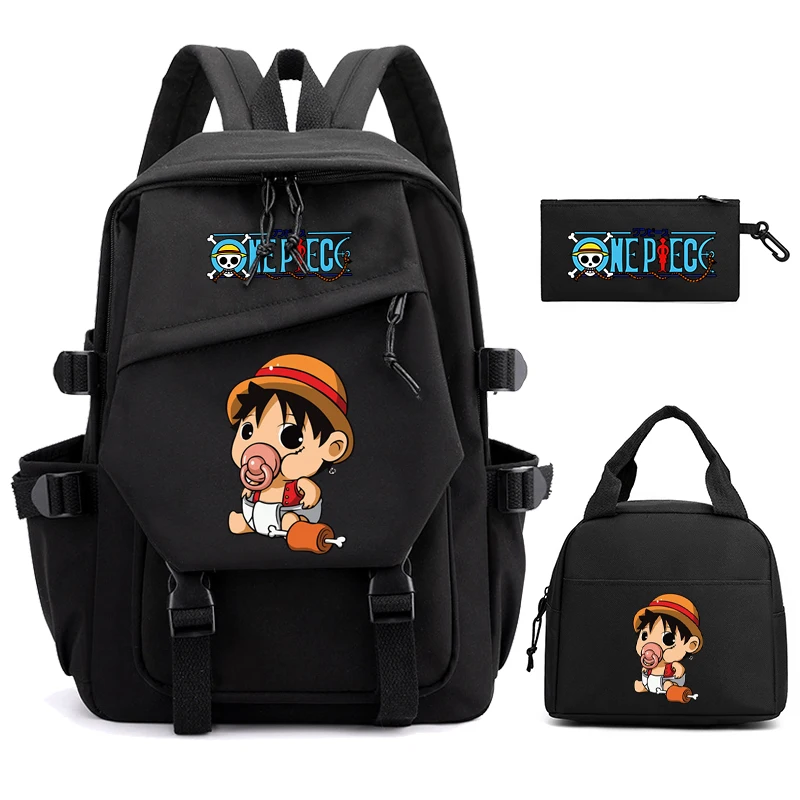 

3Pcs/set One Piece Backpack for Student Teenage Boy Girl Back To School Lunch Bags Women Men Rucksack Anime Schoolbag Bag