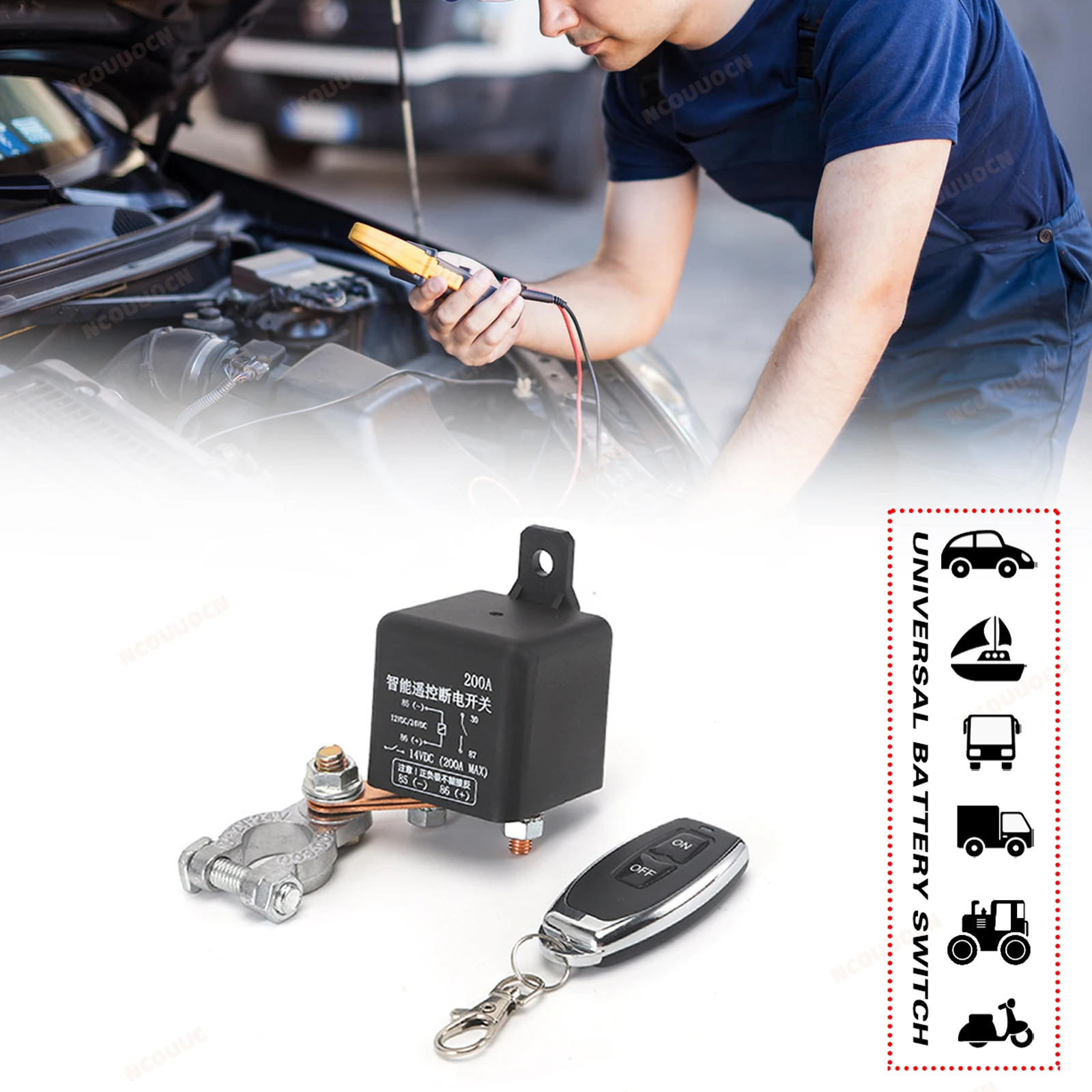 Interrupteur Maître De Batterie 12V Avec Télécommande Sans Fil - Coupe-circuit Isolant Pour Voiture, Moto, Bateau