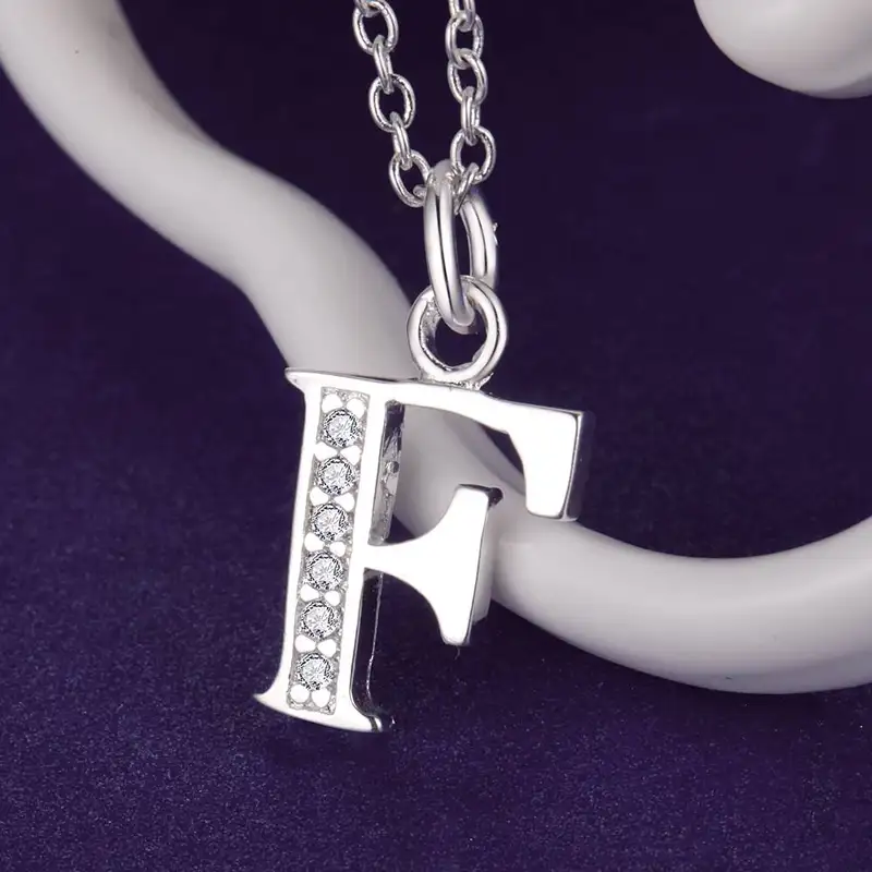 26 Letters 925 Sterling Silver Necklace Pendant Zircon For Women Exquisite Student Girlfriend Jewelry Accessories Wedding Gift