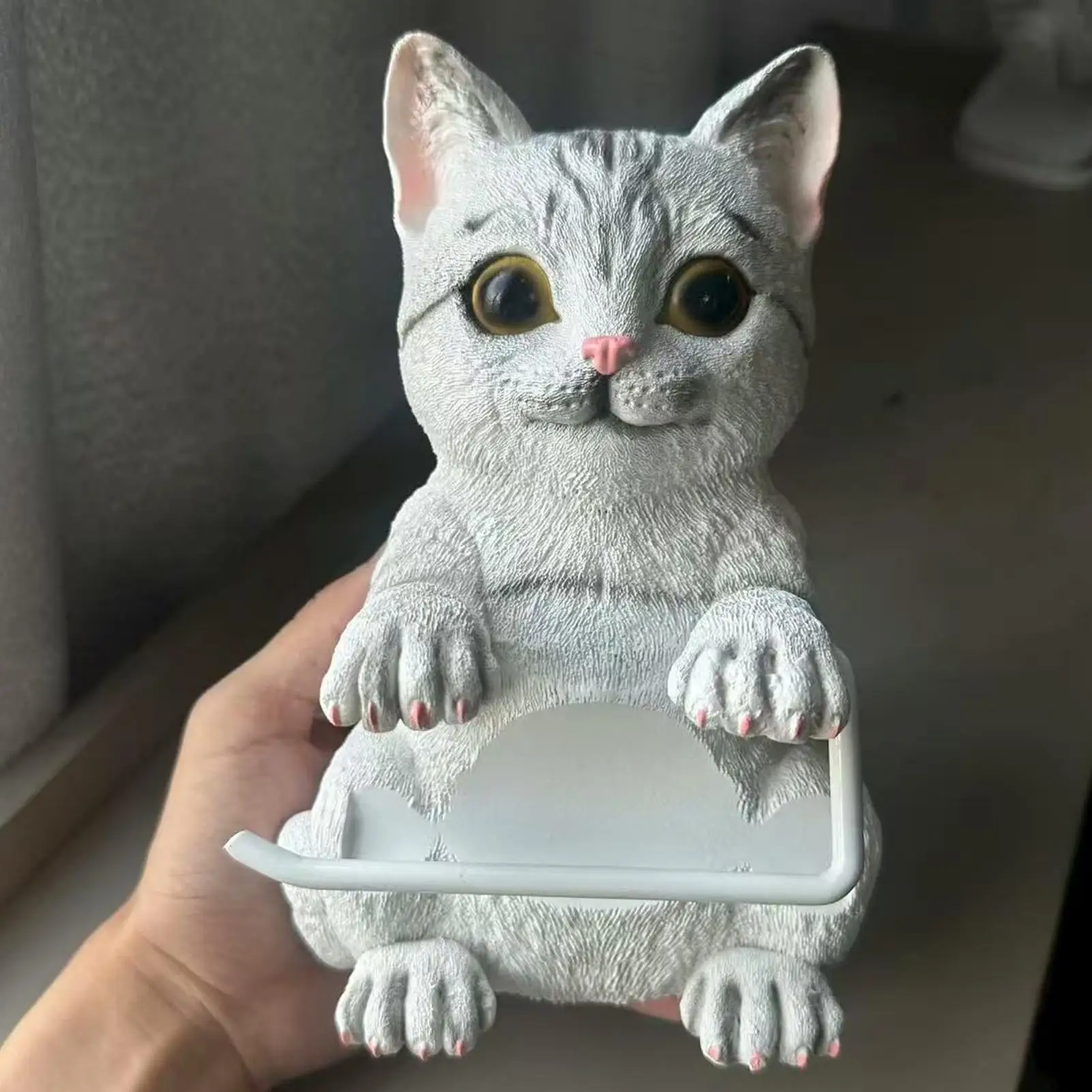 Toilet Paper Stand Wall Mount Cat Home Decor Funny Toilet Tissue Holder Roll Stand For Bathroom Kitchen Counter Office Apartment