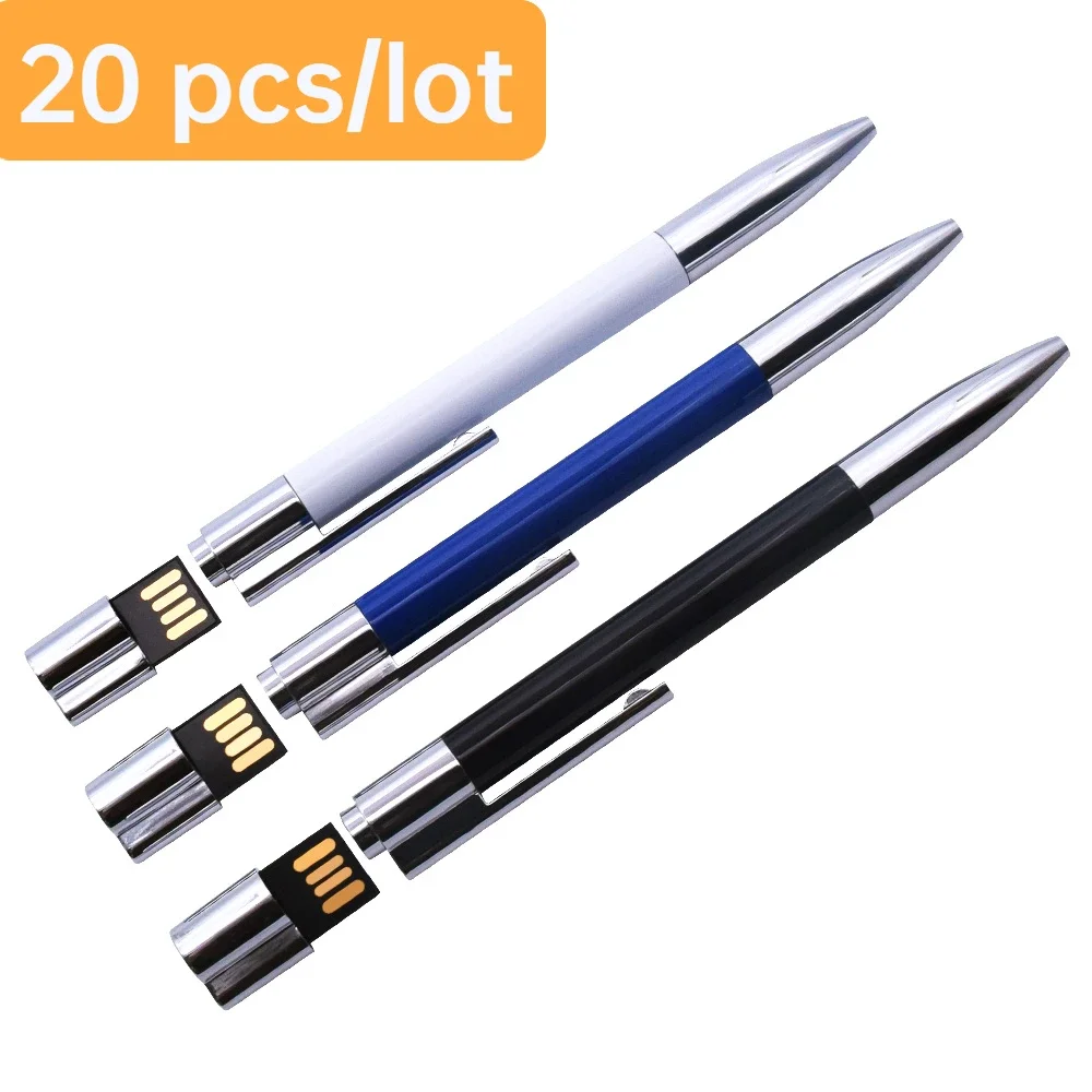 

USB Flash Drive Metal Ballpoint Pen Flash Memory Stick 256G Pen Drive 128GB 64GB 32GB 16GB 8GB Pendrive Cle USB 2.0 Teacher Gift