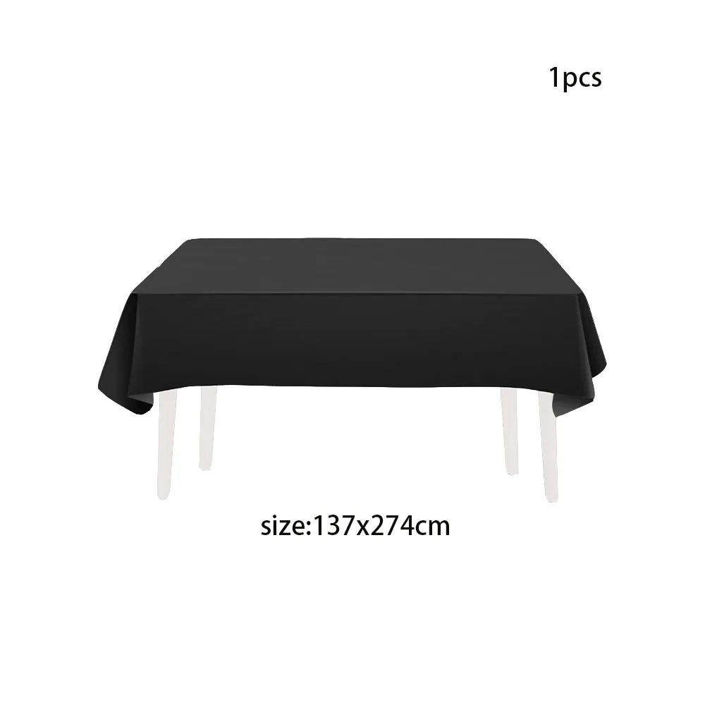 Black Birthday Party Tableware Set - 20-Piece Disposable Plates Cups Paper and Tablecloth