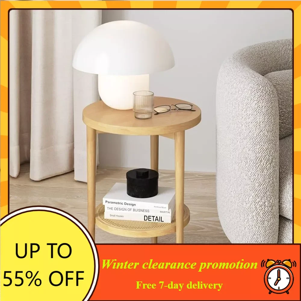 

Круглый современный боковой акцент или Торцевая гостиная и детская комната, 1 стол, искусственная коричневая древесина