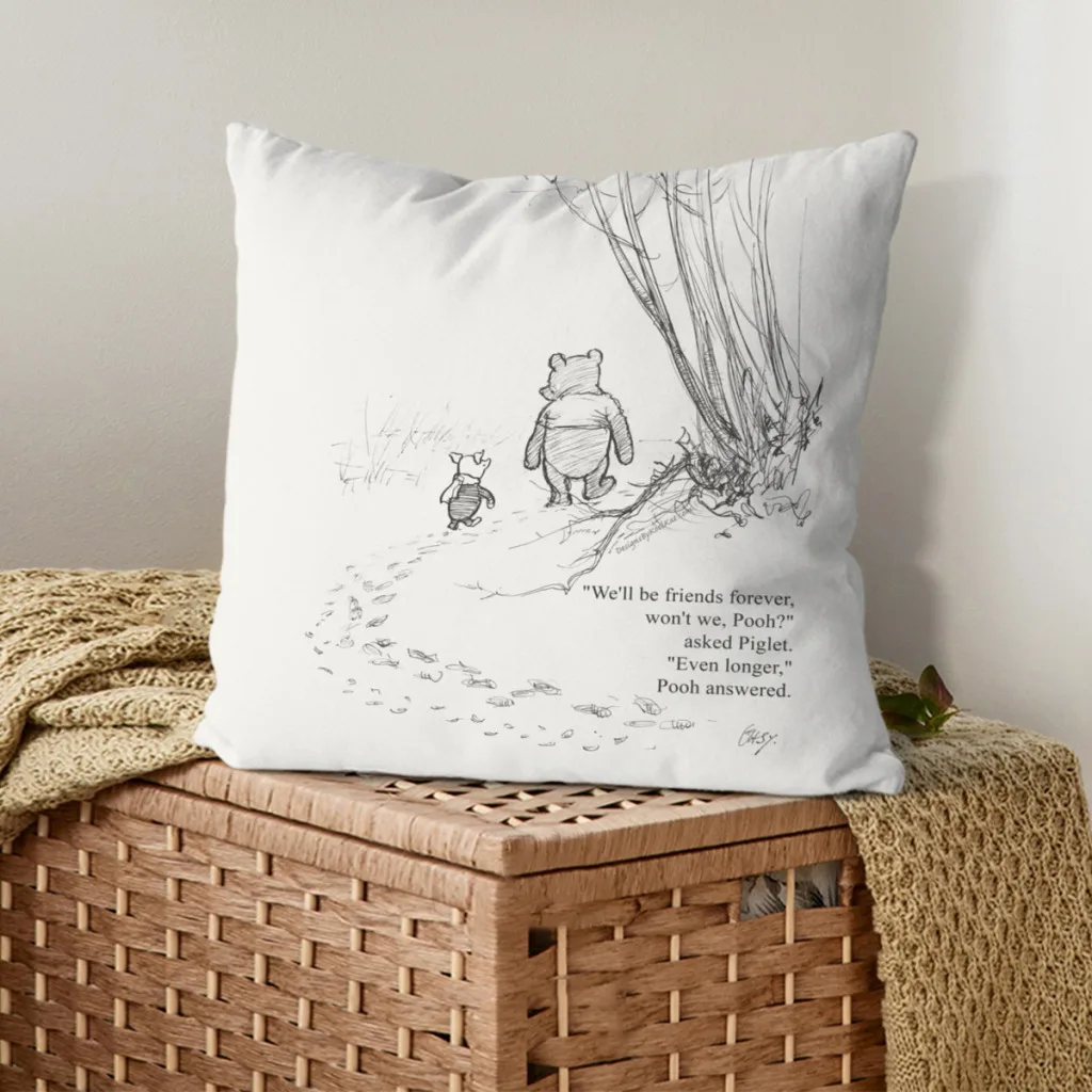 Winnie the Pooh & Piglet Friends Forever Cushion Cover Pillowcase Cushion Pillow Home 4
