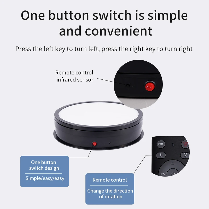 30cm Colorful Luminous Intelligent Remote Control Display Stand RGB Color Live Broadcast Rotary Exhibition Table 36kg Turntable