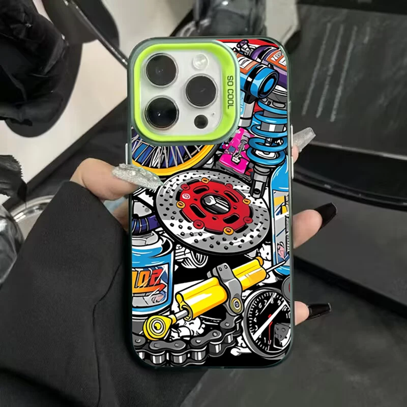 Electroplated Silver Mechanical Gear Pattern Phone Case