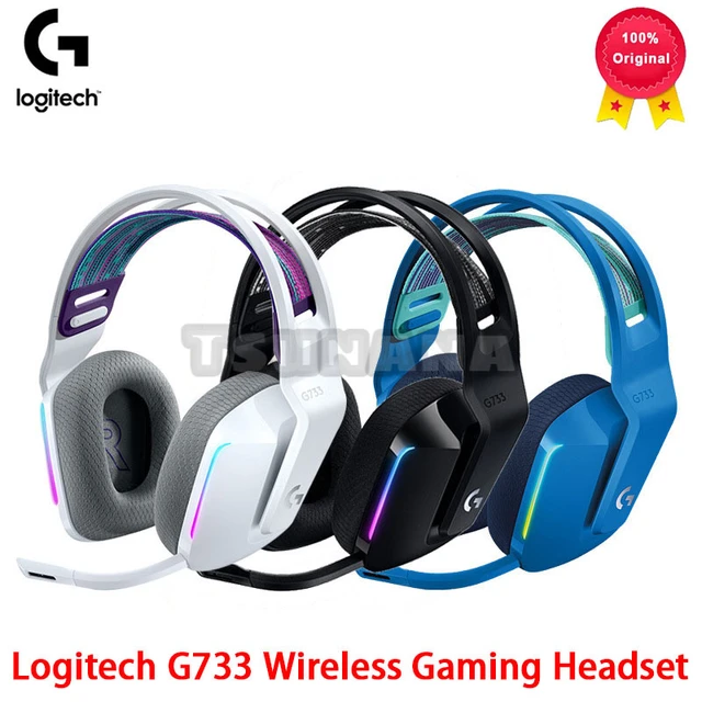 Logitech G733 LIGHTSPEED Wireless Gaming Headset with suspension headband,  LIGHTSYNC RGB, Blue VO!CE mic technology and PRO-G audio drivers, Black