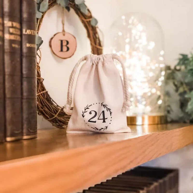2023 Christmas Advent Calendar Bag Merry Xmas eve Stocking home door table Fireplace Mantle decoration kid boy girl Gift Present