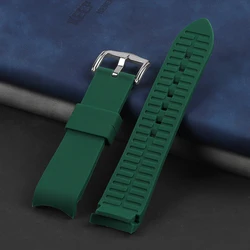 Sport Waterproof Rubber Silicone Wrist Strap with Curved End - Universal Design for Men and Women Accessories (Green)