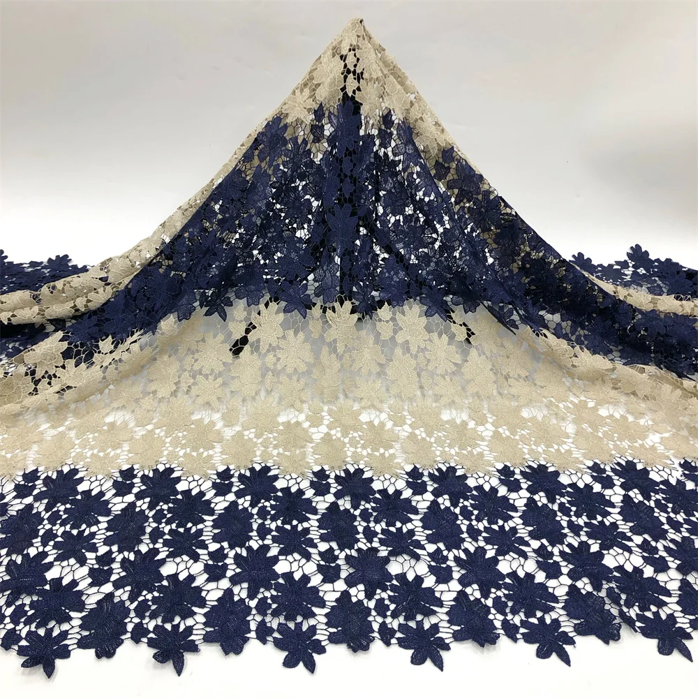 Nigerianischer Spitzenstoff im neuen Stil, 2025, hochwertige Spitze, wasserlöslich, bestickt, modischer weicher Spitzenstoff, 5 Yards