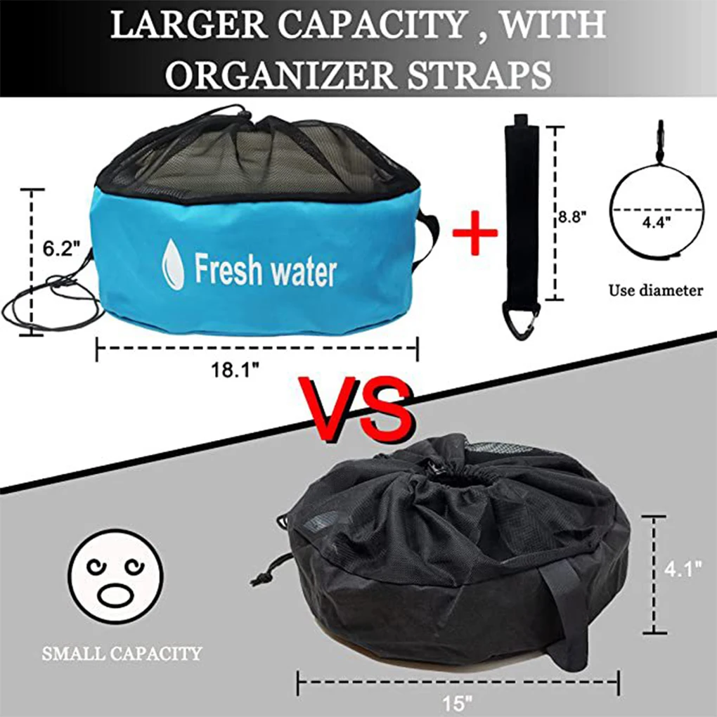 RVs Caravans Motorhome Water Hose Storage Bag Indoor Breathable Drawstring Pouch Hiking Foldable Organizer Yellow