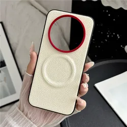 Luxury Magnetic Lychee Pattern PU Leather Non - Slip Cover with Metal Camera Frame for HONOR X9D (White)