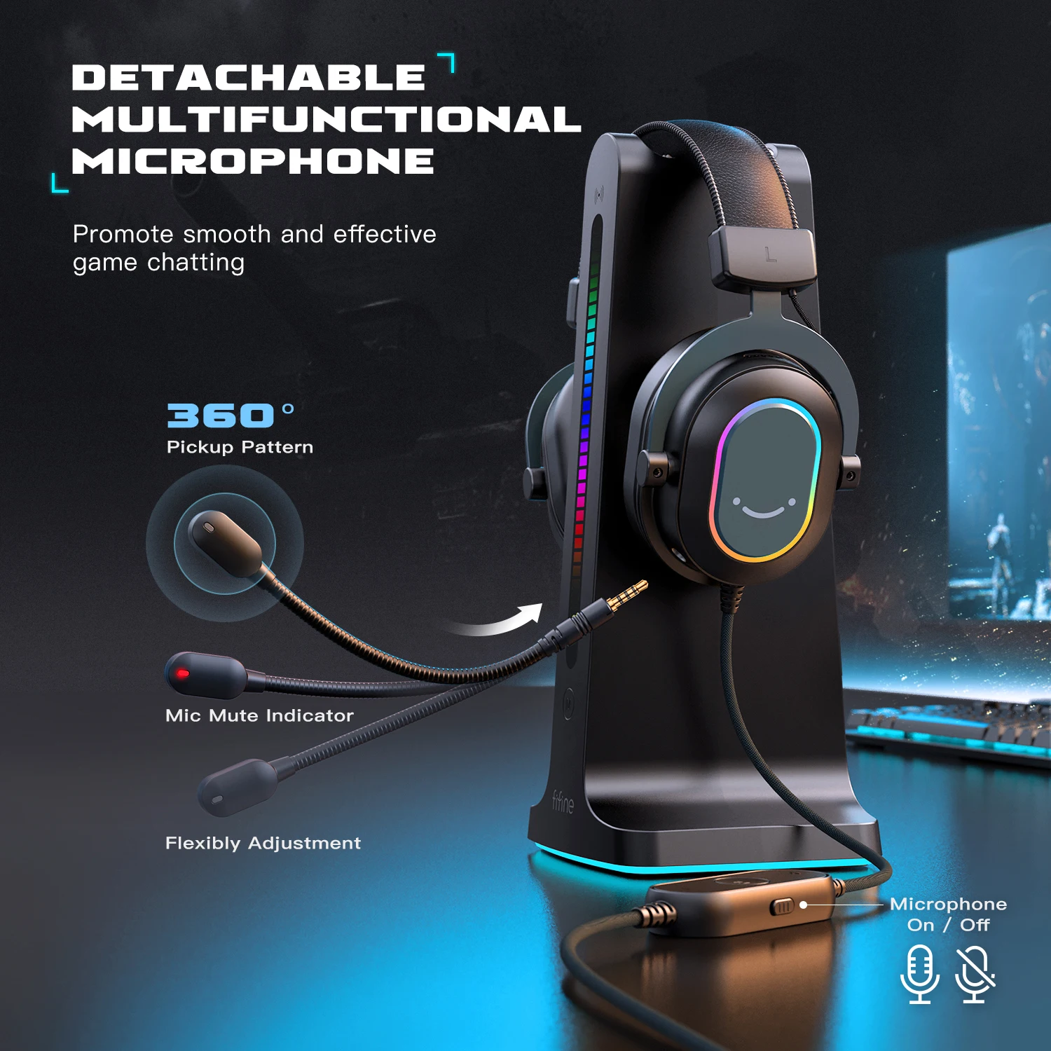Fifine Dynamic Rgb Gaming Headset With 