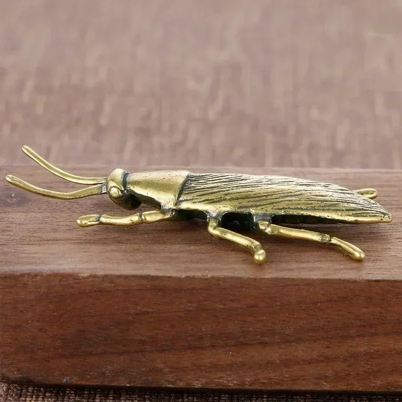 Brass Insect Cockroach Figurines Miniatures Solid Tea Pet Funny Crafts Collection Desktop Small Ornaments
