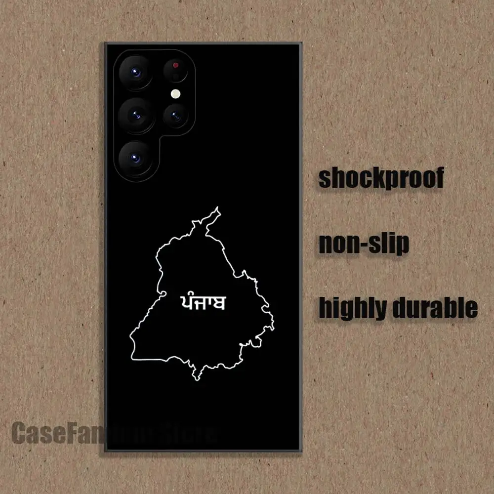 Elegant Black Punjab Map Phone Case - Artistic Design Cover