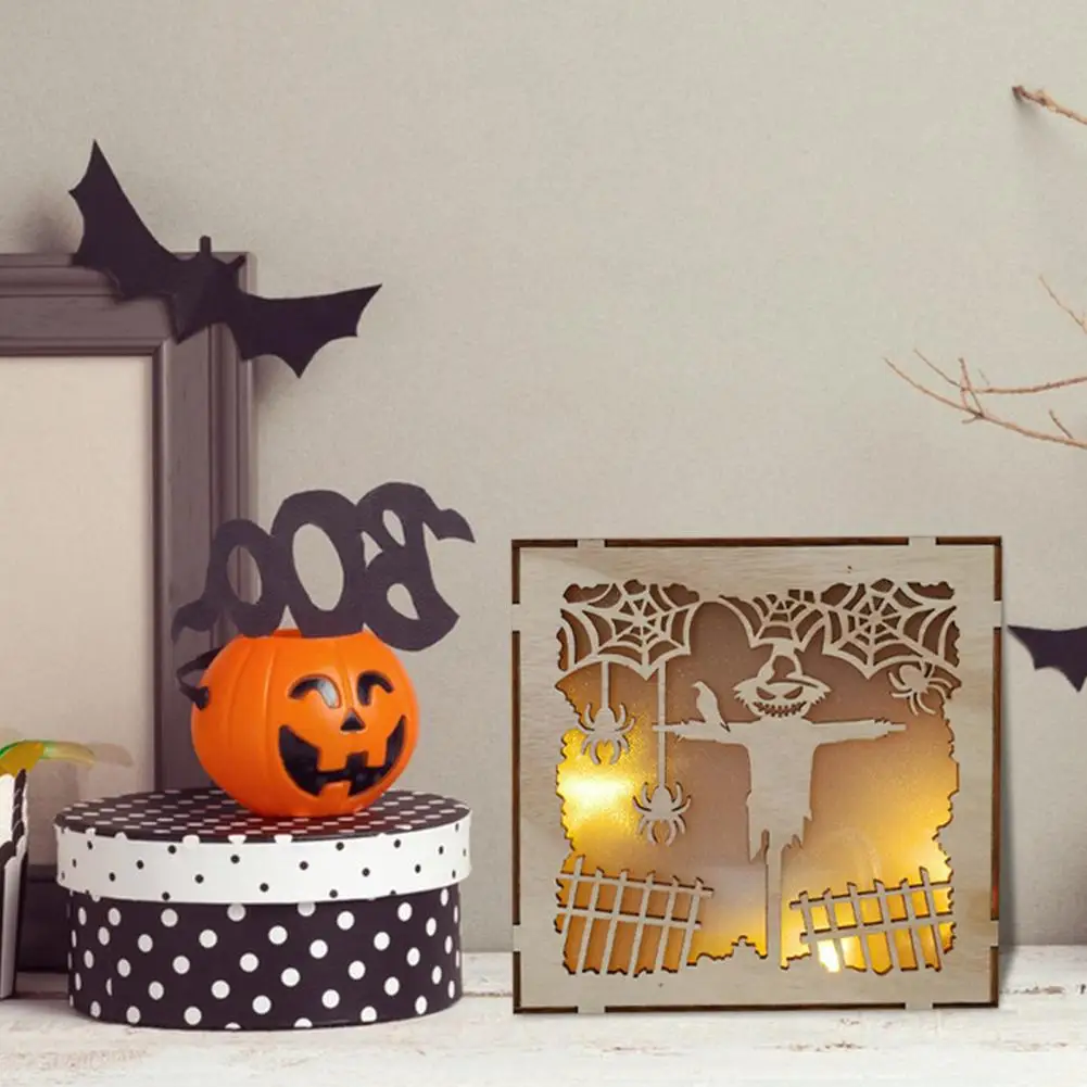 

Cozy Bedroom Halloween Decor Safe Halloween Decorations for Kids Spooky Halloween Led Wooden Decor Haunted House for Hanging