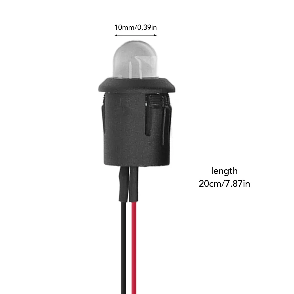 10PCS 간편 설치 10mm LED 조명 램프 전구 12V 투명 전구 파일럿 라이트 표시등 보드 표시등 자동차용