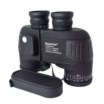 Boshile 10X50 Binoculars Marine Compass Telescope Zoom Rangefinder Military Hunting HD Eyepiece Waterproof Nitrogen Bak4 Black