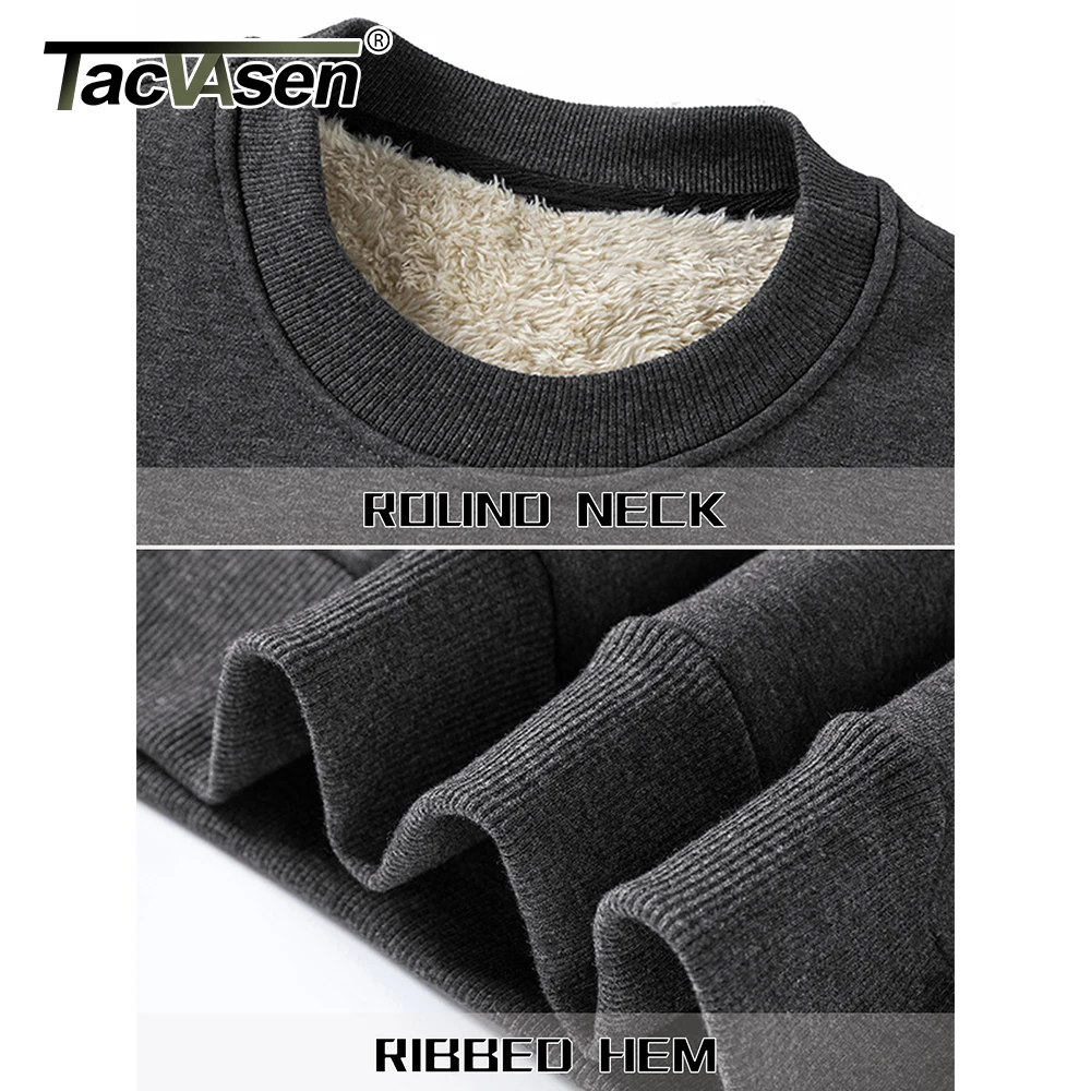 TACVASEN-Thicken Fleece Crewneck camisola para homens