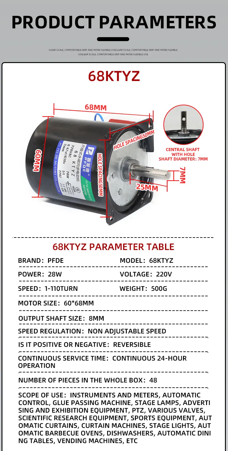 28W 68 60KTYZ 220V Ímã Permanente Synchronous