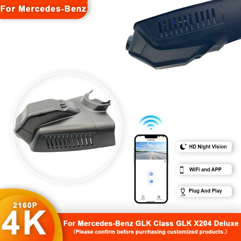 4K HD 2160P Plug and play Dash Cam For Mercedes-Benz GLK Class GLK X204 Front and Rear WIFI Car Dvr Dashcam