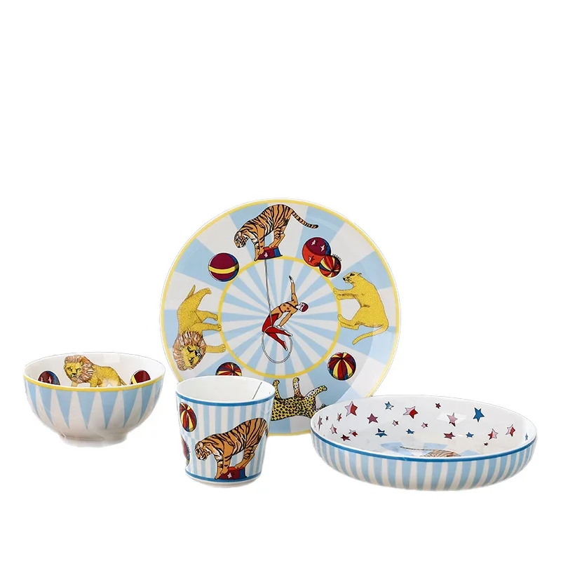 Fun Circus 4-piece Set of Ceramic Bowls For Children's Exclusive Tableware