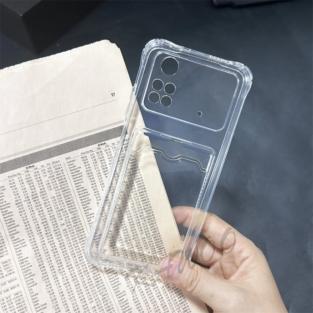 Clear Card Slot Holder Soft TPU Shockproof Wallet Phone Case Cover