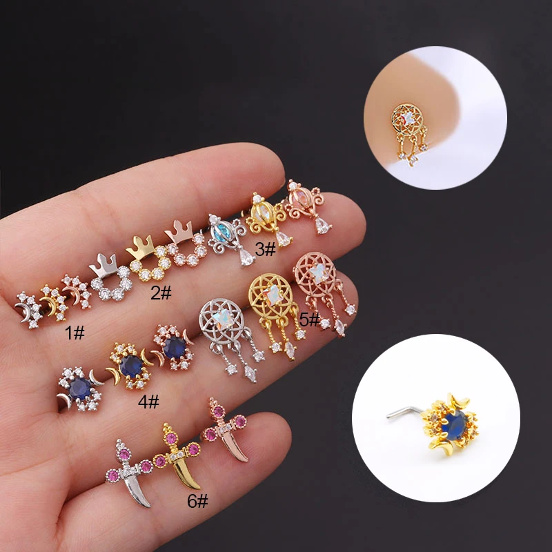 Hoop Nose Rings For Women 20G/18G Nose Studs Stainless Steel Nose