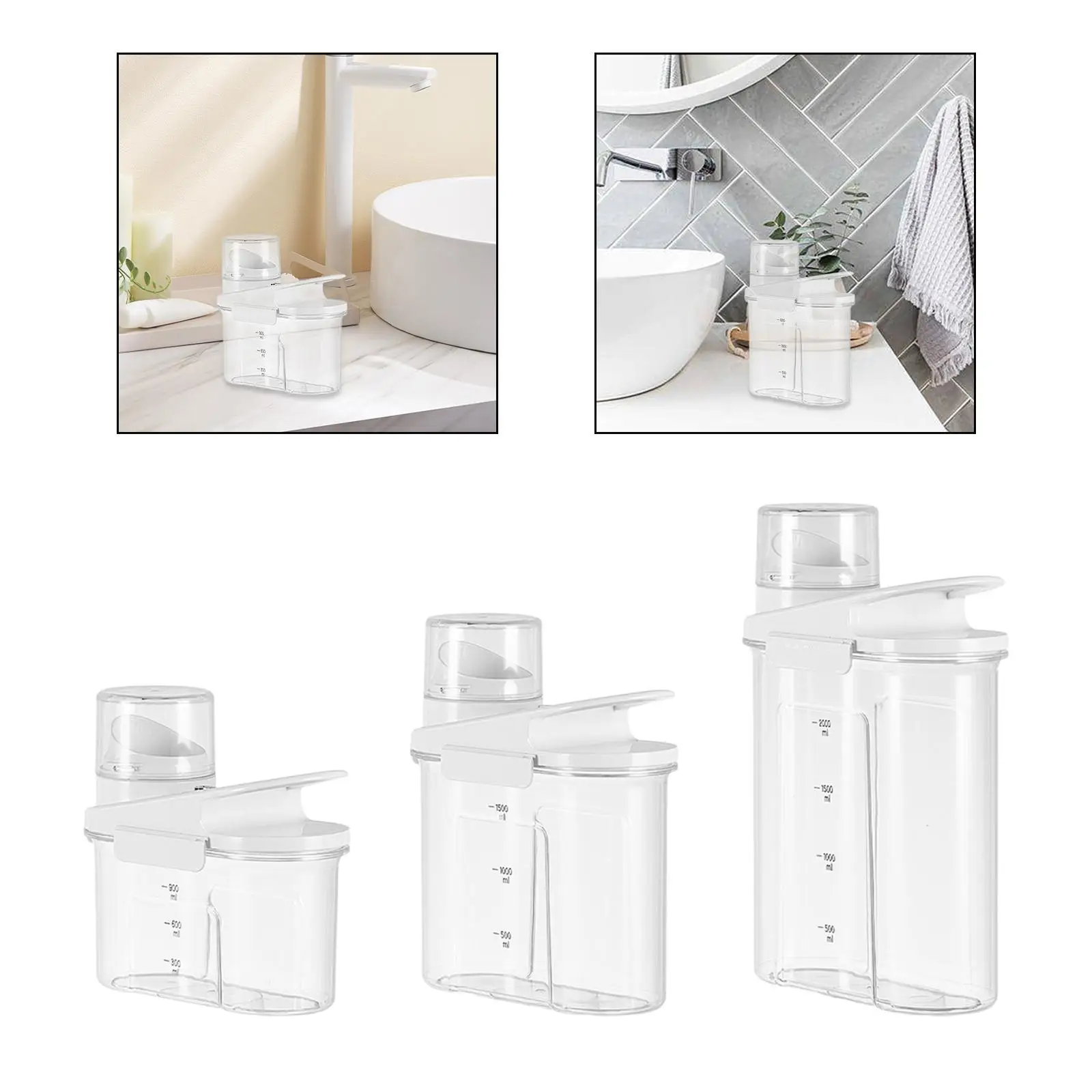 Laundry Powder Container Washing Powder Barrel with ScaleTransparent Laundry Liquid Dispenser for Home Kitchen Laundry Room