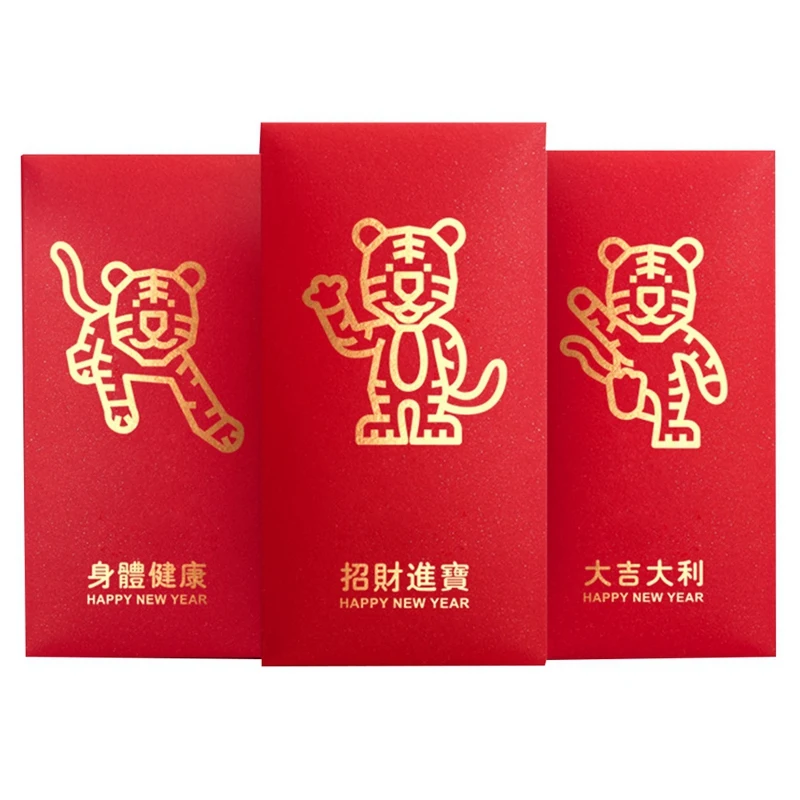24Pcs/Set Year Of The Tiger New Year Red Packet Chinese Traditional Spring Festival Red Packet Lucky