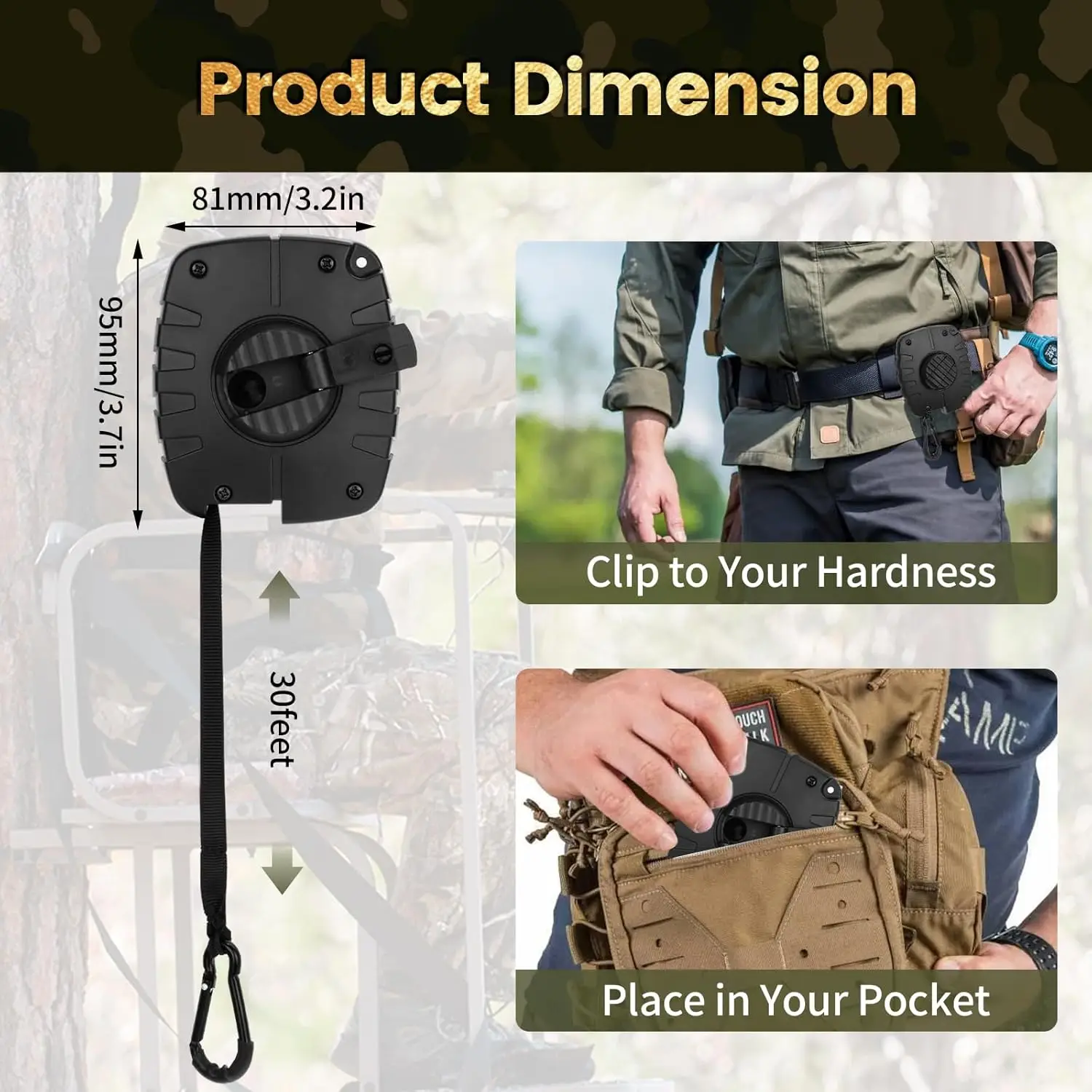 Tangle Resistance Climbing Accessories 30ft Retractable Hoist for Hunting Rope Gun Retriever Crossbow Tree Saddle