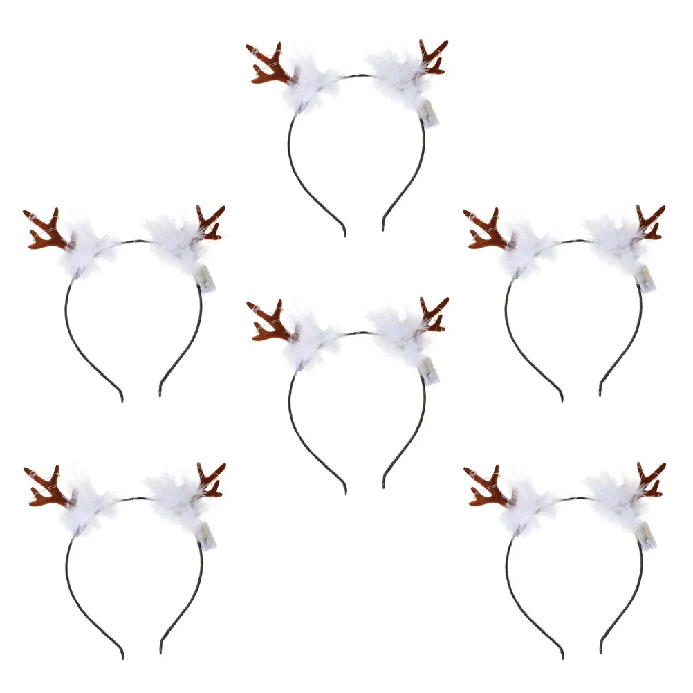 

6 Pcs Luminous Antler Headband Hair Bands Glowing Wear Headgear Delicate Headdress Accessories Plastic Xmas Child Women's