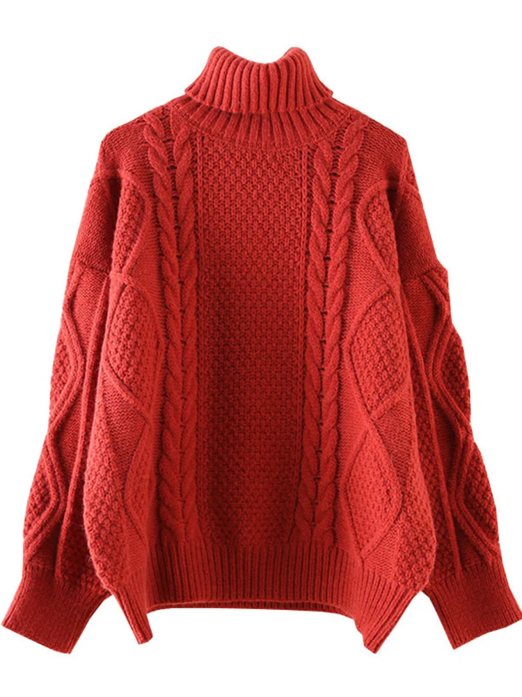 

Однотонный простой вязаный свитер, женский свободный пуловер с высоким воротом и длинными рукавами, осень-зима 2022, новые модные тенденции