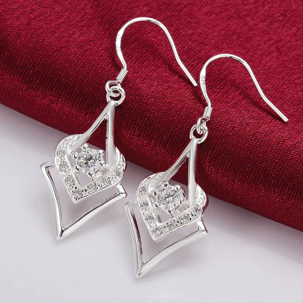 

Special offer new 925 Stamp Silver color Earrings for elegant Women Jewelry All-match crystal drop Mother's Day Gifts