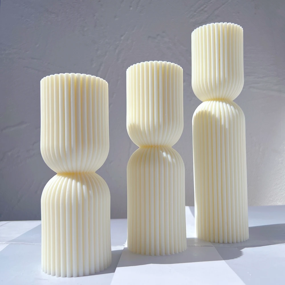 Cylindrical Tall Pillar Candle Molds Ribbed Aesthetic Twist Silicone Mould Geometric Abstract Decorative Striped Soy Wax Mold silicone mold silicone candle mold silicone candle molds candle mold cylindrical candle mold
