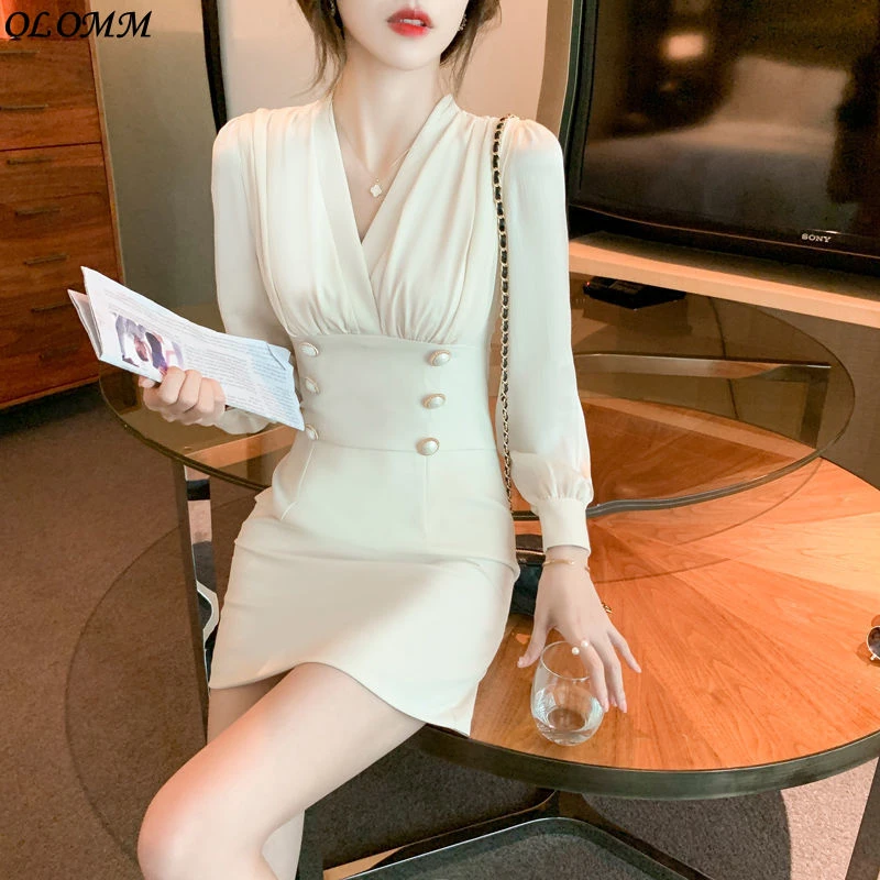 Long Sleeve Pleated Fashion Slim Mini Dress Sexy Party Short Celebrity ...