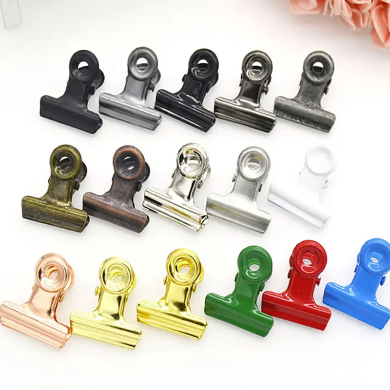Bulldog Clips Mini Metal Hinge Clips Tiny Binder Paper Clamps Fabric Sewing Clip for Paper DIY Art Crafts Photo Wall Decor 10Pcs
