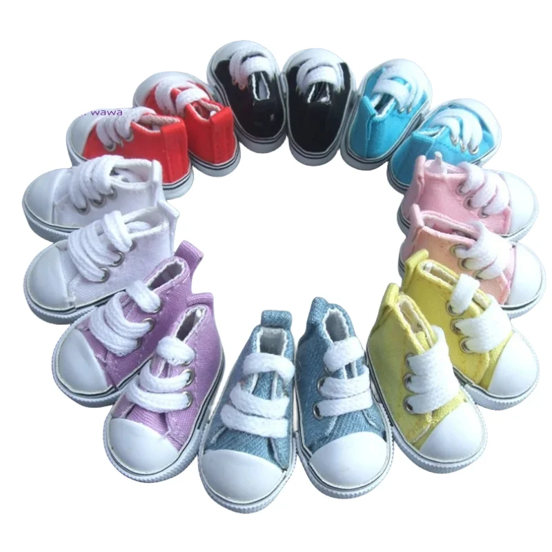 Assorted Color 5cm Canvas Shoes for BJD Doll Fashion Mini Toy Sneaker Bjd Doll Shoes for Russian Accessories 1 Pair