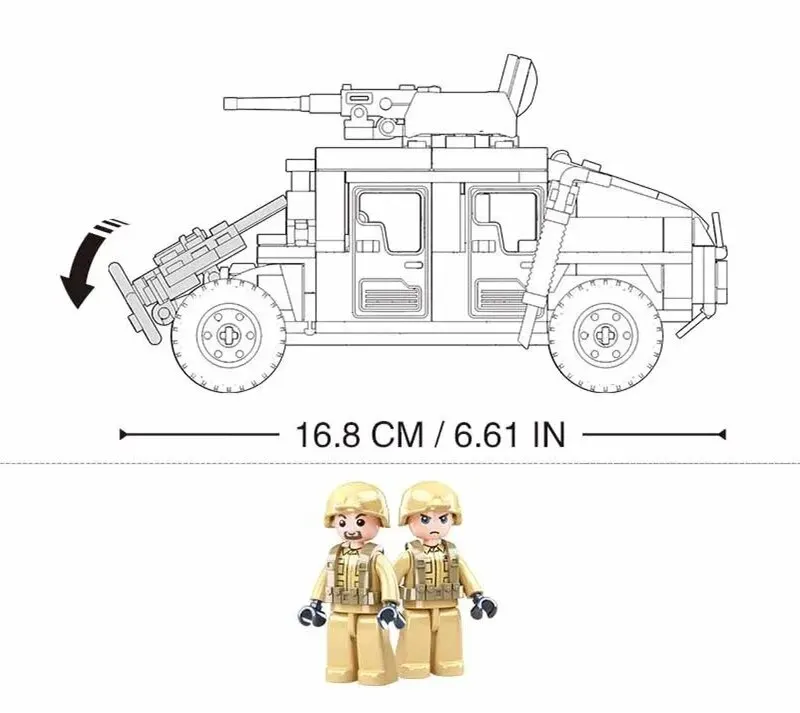 265PCS 2차 세계대전 군사 SWAT H2 공격 차량 자동차 빌딩 블록 군인 갑옷 자동차 모델 블록 DIY 장난감 어린이 남자아이 선물