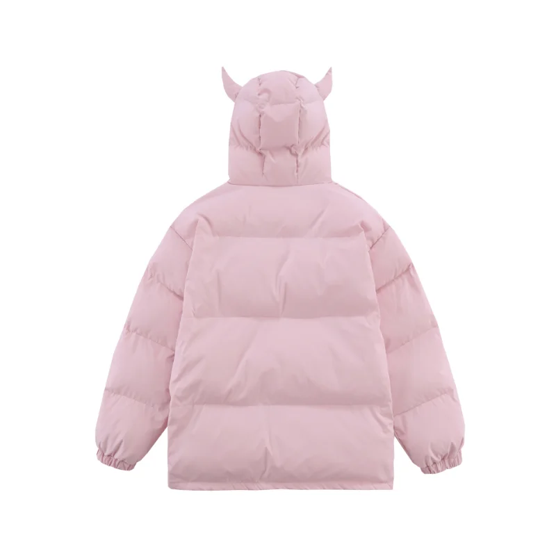 Puffer jacket cotton jacket parka coat parkas coat Hooded Parkas Men Winter Devil's Horn Solid Color Cotton Padded Jackets Women Loose Hip Hop Harajuku Puffer Bubble Outwear Coats