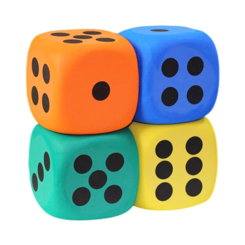 1piece Random Color Six Sided Dices 8cm Foam Dices Rounded Edges Counting Toy for Kids, Learning Aids Math Teaching