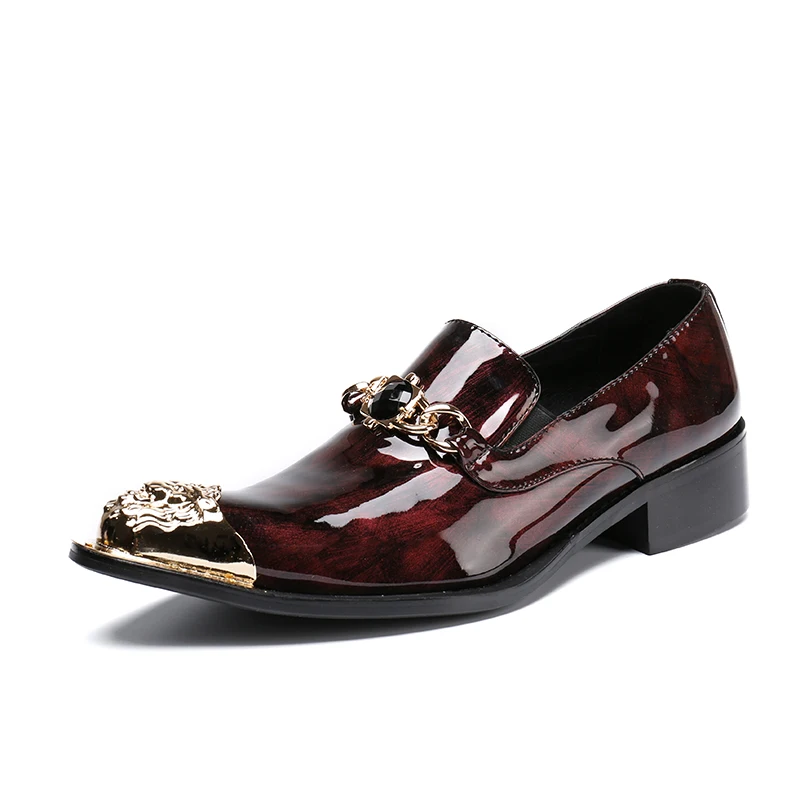 British Style Plus Size Pointed Toe Formal Shoes Original Solid Color Party Dress Shoes Elegant Man Patent Leather Evening